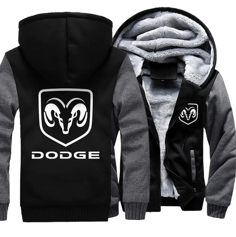

2023 NEW hot Winter men Hoodies Fleece Hooded Thickenfor DODGE sweatshirt Outwear FashionJacket for male zipper coats