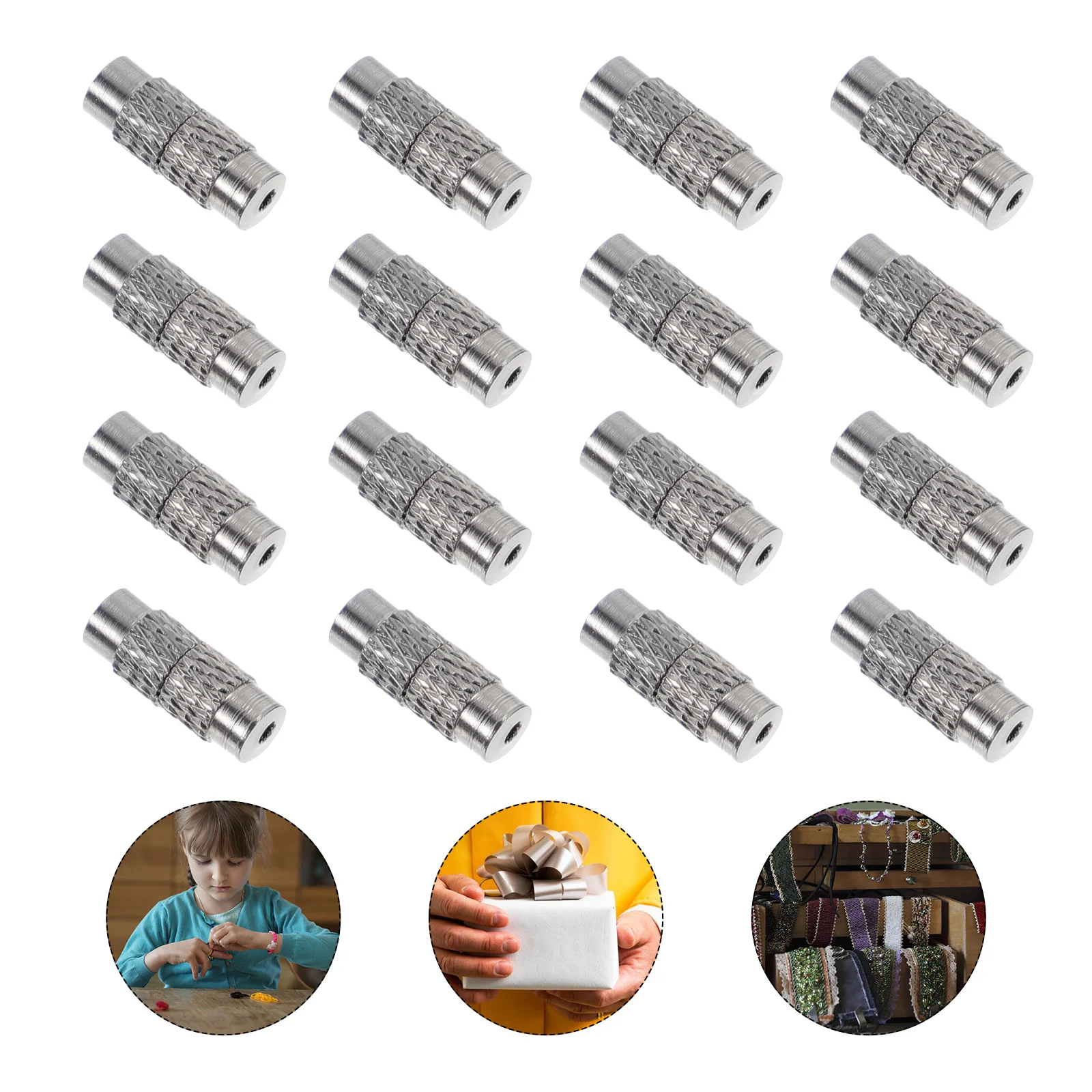 

50 Pcs End Cap Jewelry Link Buckle Beaded Choker Necklace Rings Copper Screw Clasp Beads