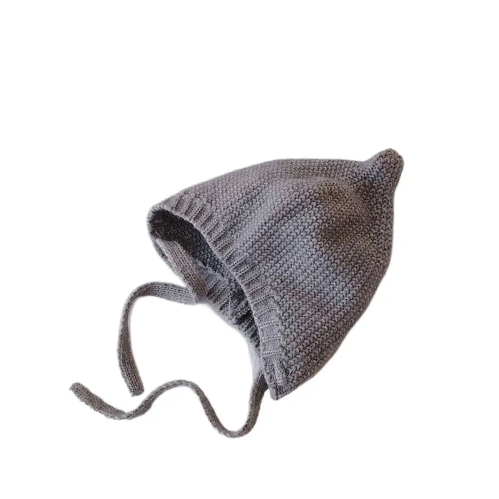 Мягкая однотонная детская вязаная шапка головной убор сохраняющая тепло