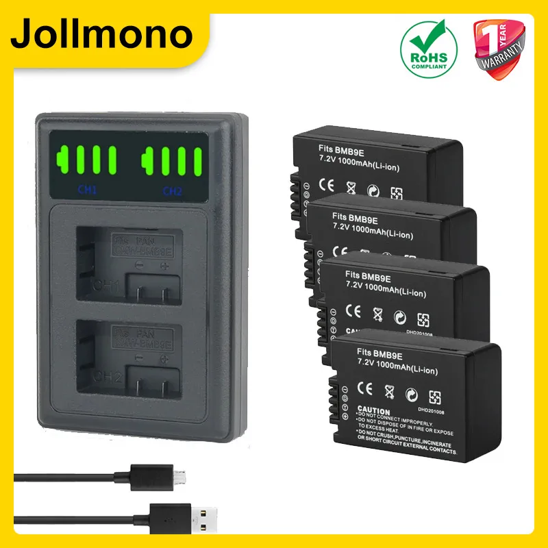 Батарея 1000mAh DMW-BLG10 BLG10E DMW-BLE9 + зарядное устройство LED Dual USB для Panasonic LUMIX GF5 GF6 GX7 LX100 GX85
