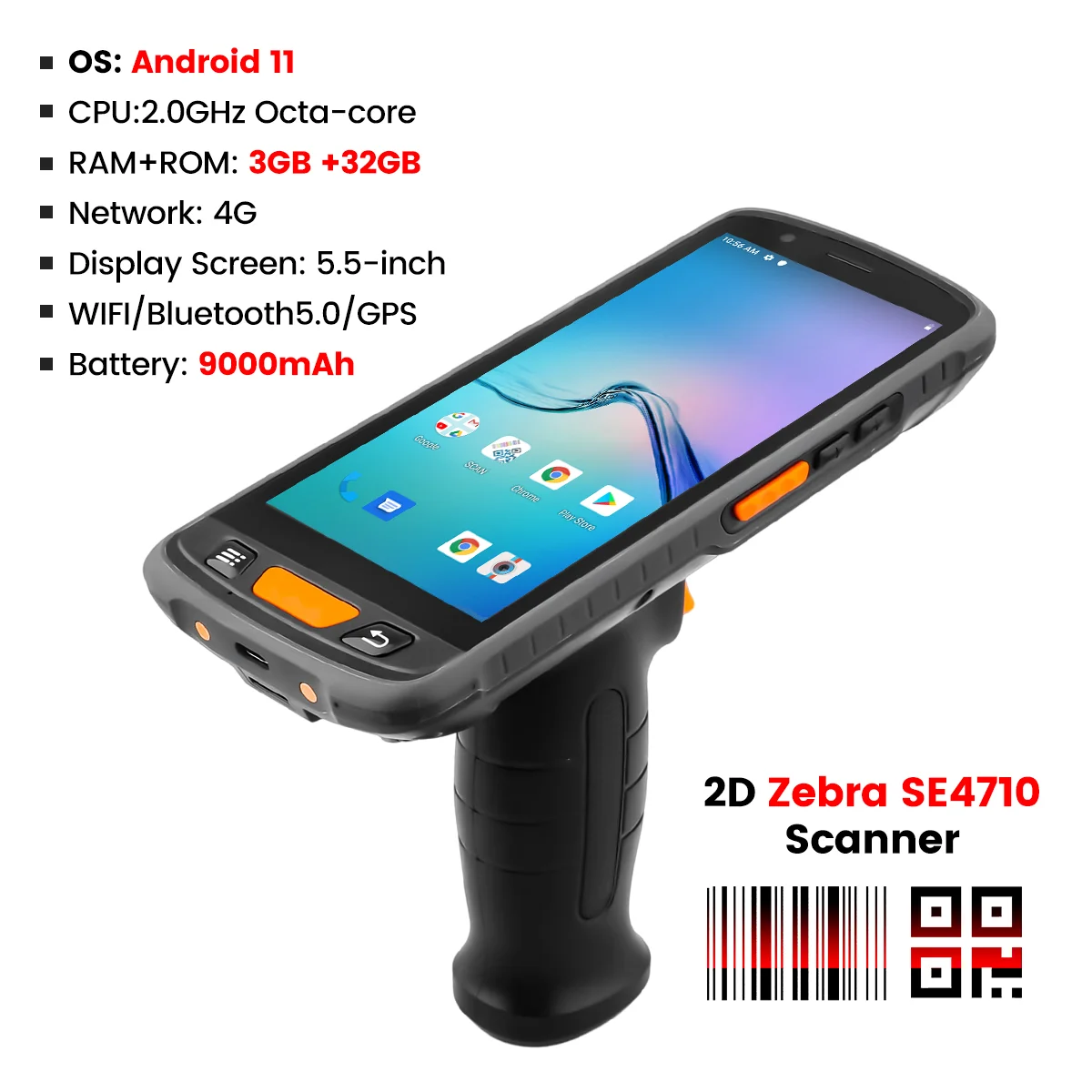 

2D Zebra SE4710 | us x10psc Ship to United States by "Aliexpress Standard"- 4G Android 11 Rugged PDA with Pistol Grips