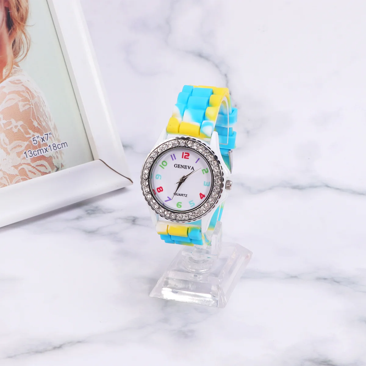 

Watch, Colorful Watch, Rhinestone Rainbow Color Watch, Casual Wrist Watch for Ladies,, Students