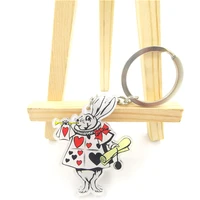 alice in wonderland creative double sided lovely acrylic gift mobile phone schoolbag pendant key chain