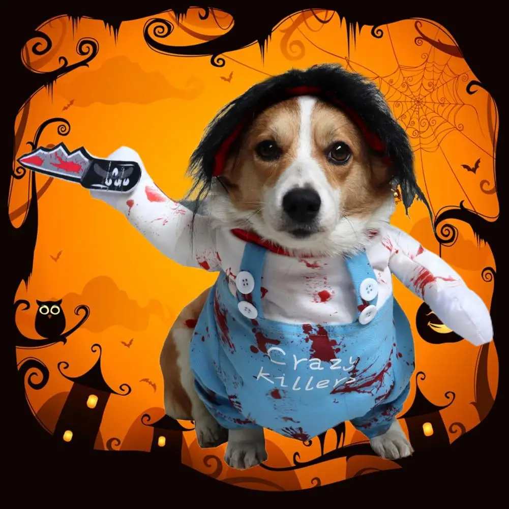 

Halloween Cosplay Dog Jumpsuit with Wig Breathable Extra Soft Cute Cosplay Costume Photography Prop Pet Supplies