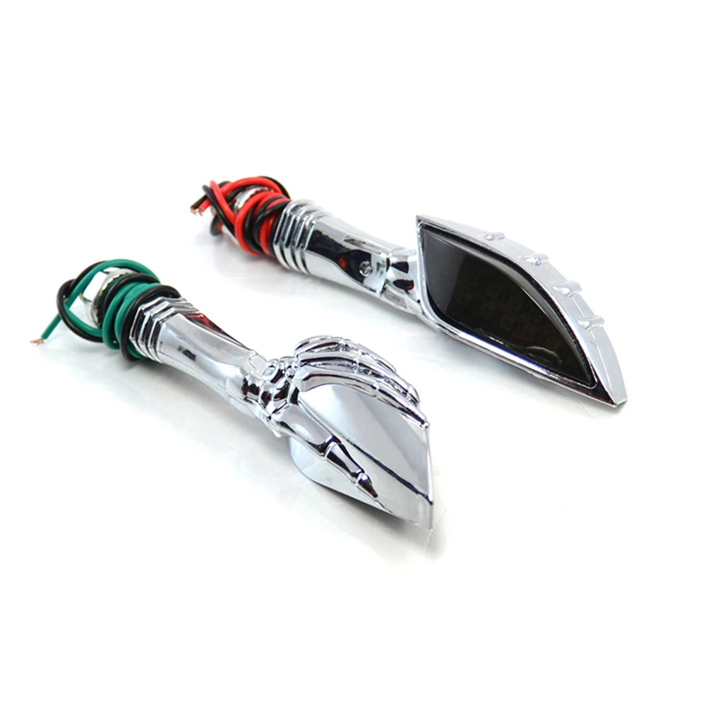 

BJMOTO пара универсальные 12 В дымовые линзы Хромированный Цвет мотоциклетный череп светодиодный сигнал поворота для Honda Yamaha harley