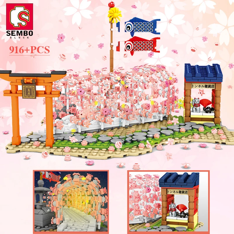 

Конструктор SEMBO из 1167 блоков, город, цветение вишни, японское дерево сакуры, дом «сделай сам», модель уличного вида, создание детских игрушек