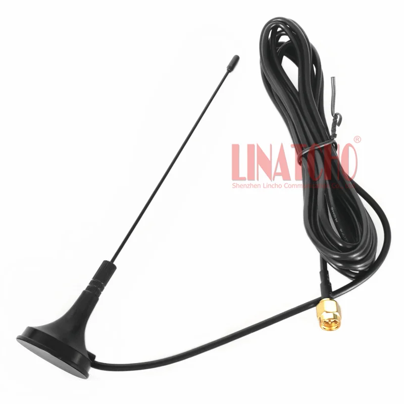 400-470MHz UHF Omni Magnetic Base Walkie Talkie Antenna Extension SMA Male Connector with 3 Meters Cable