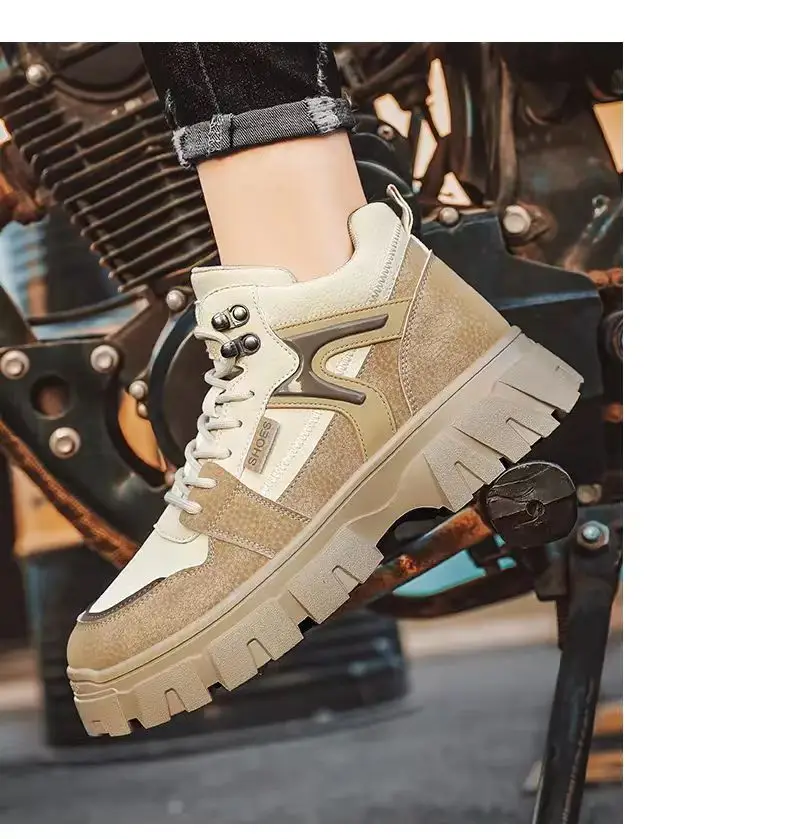 

2023 New Men's Boots Thick Bottom High Top Waterproof Work Boots Outdoor Hiking Boots Fashionable Ankle Boots Free Shipping