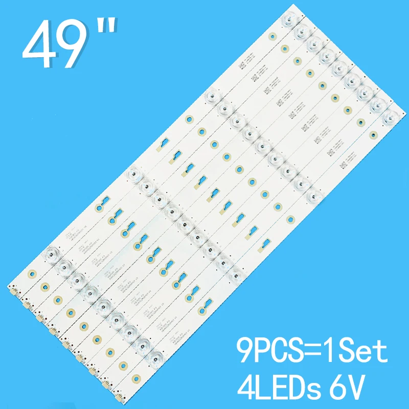 

LED Backllight strip 4lamp TCL_ODM_49D1800 4X9_3030 49HR332M04A3 V3 4C-LB490T-HR2 DS-4C-LB490T-YM3 Hitachi 49R80 T49D18SFS-01B