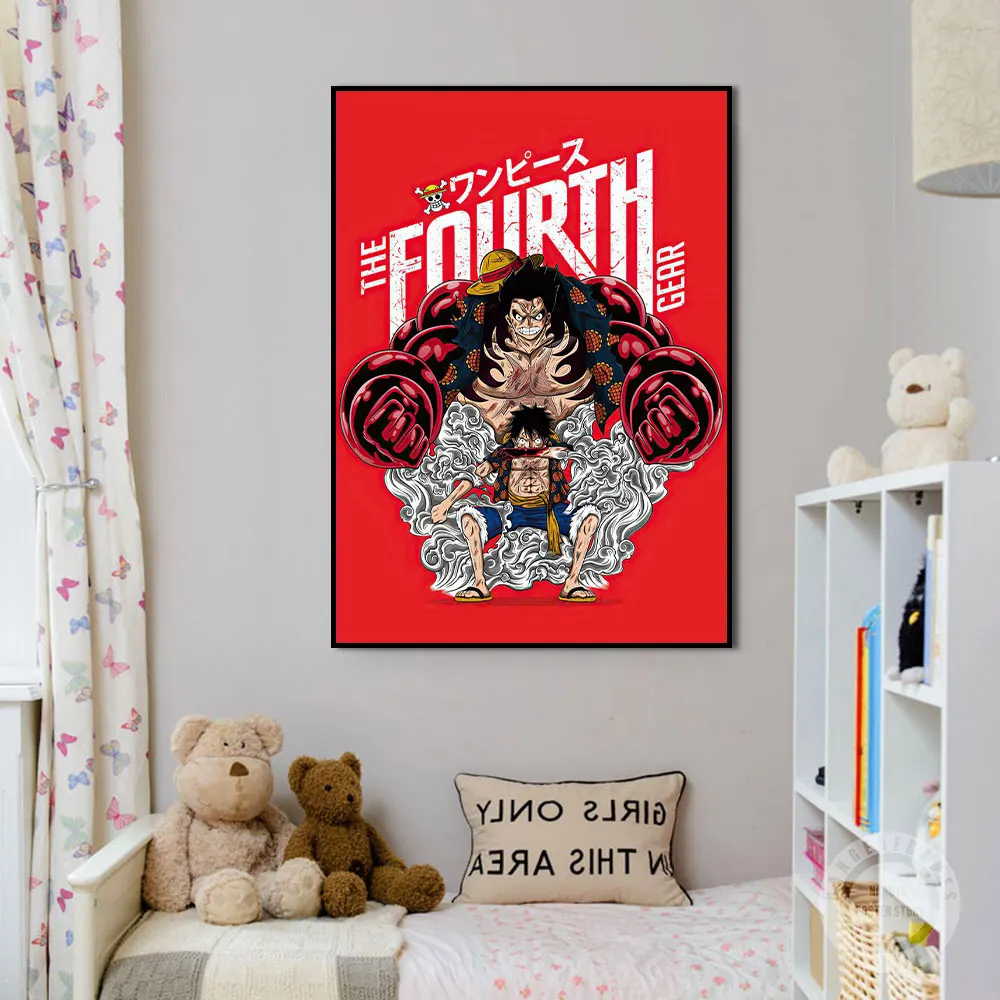 

One Piece Anime Poster Monkey D Luffy The Fouth Gear Poster Fantastic Wall Art Canvas Painting Print Living Room Home Decoration