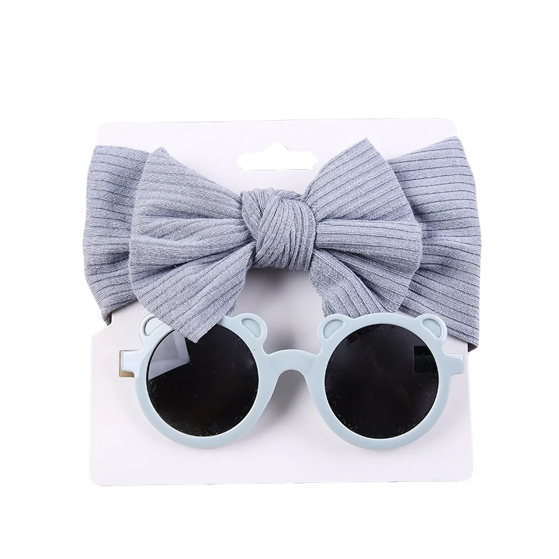 

Kids Girls Casual Sunglasses, Cartoon Bear Ears Round Frame Anti-UV Sunglasses with Headband