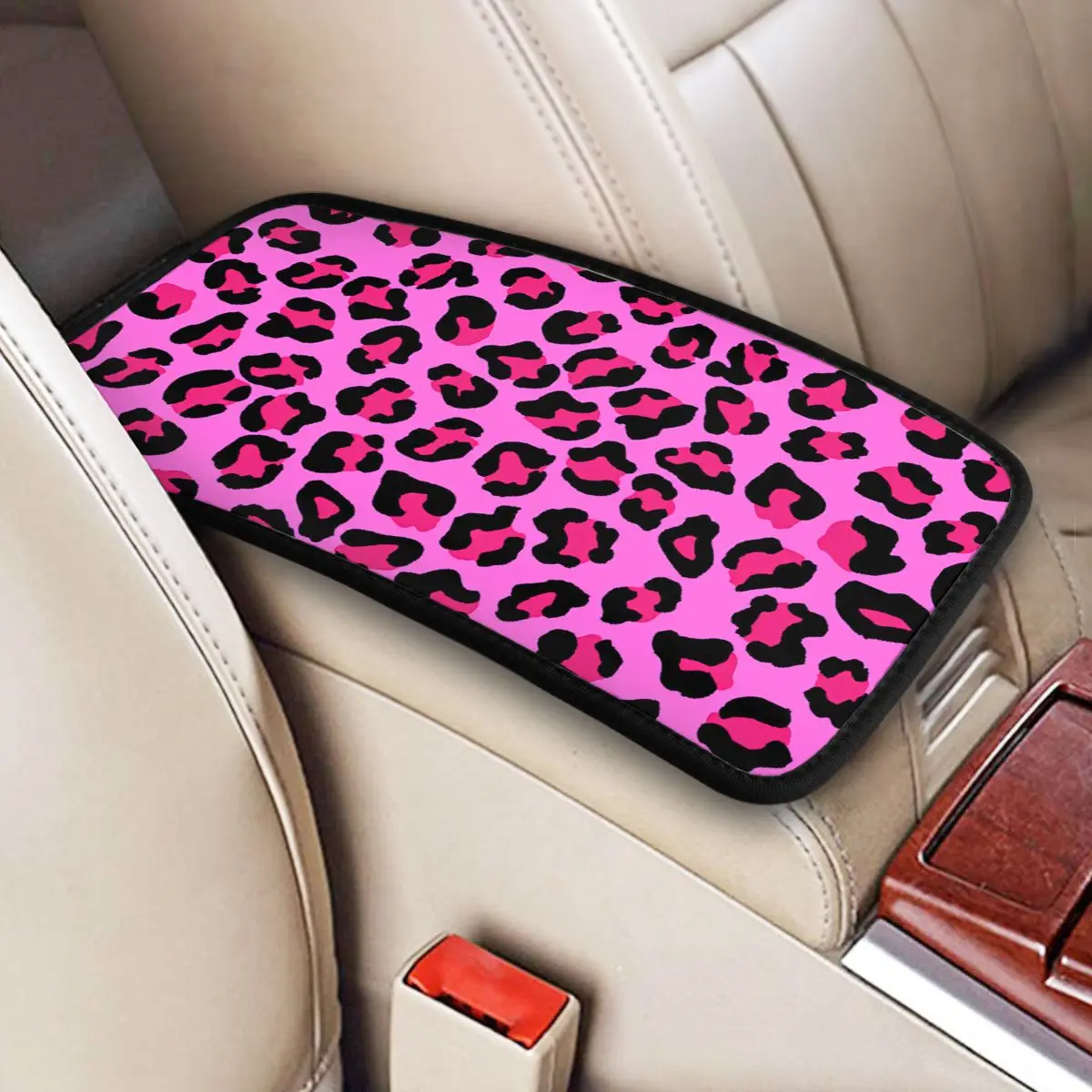 

Leopard Cheetah Car Armrest Box Pad Waterproof Animal Skin Print Spots Car Interior Accessories Cushion Pad Universal Style