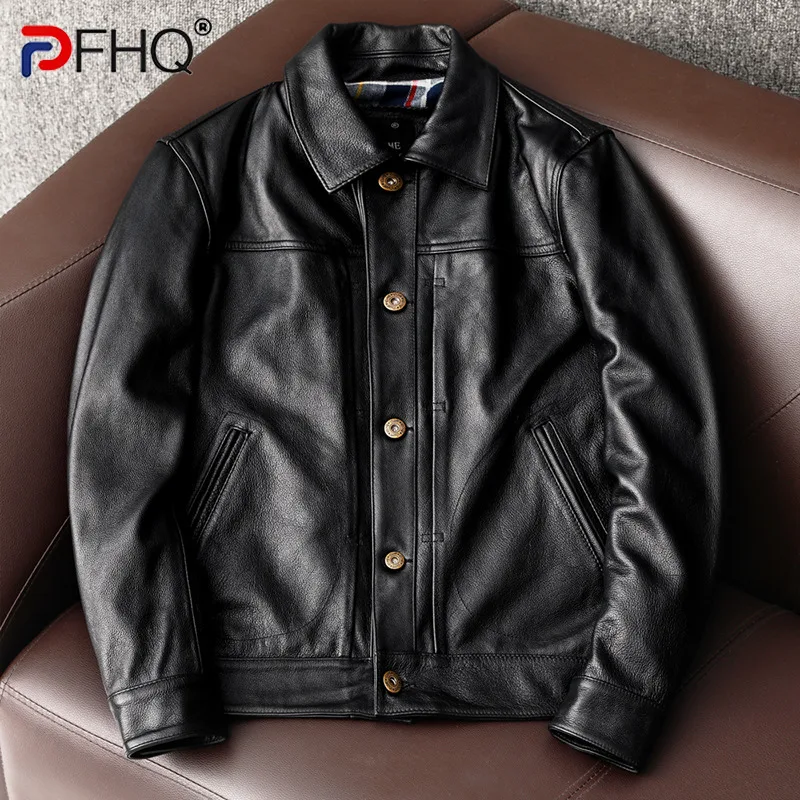 

PFHQ Autumn Darkwear Leather Men's Leather Jackets Fashion Casual Men's Lapel Single Breasted PU Handsome Versatile Coat 21Z1756