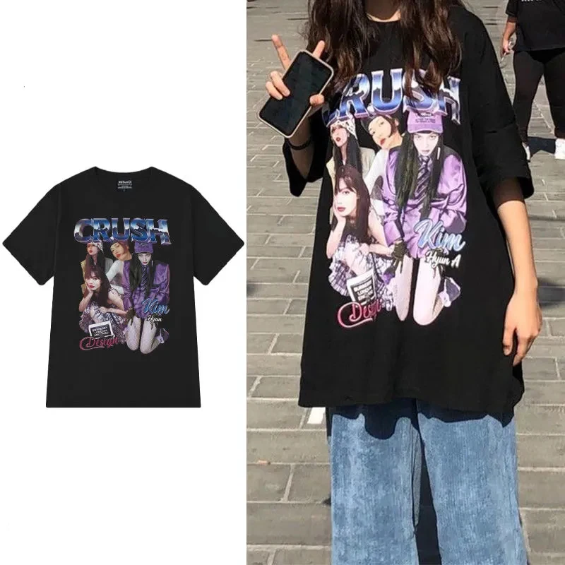 

Cotton Black Short-Sleeved T-Shirt Women'S Summer Personality Street New Korean Version Loose Ins Harajuku Student Shirt Tide