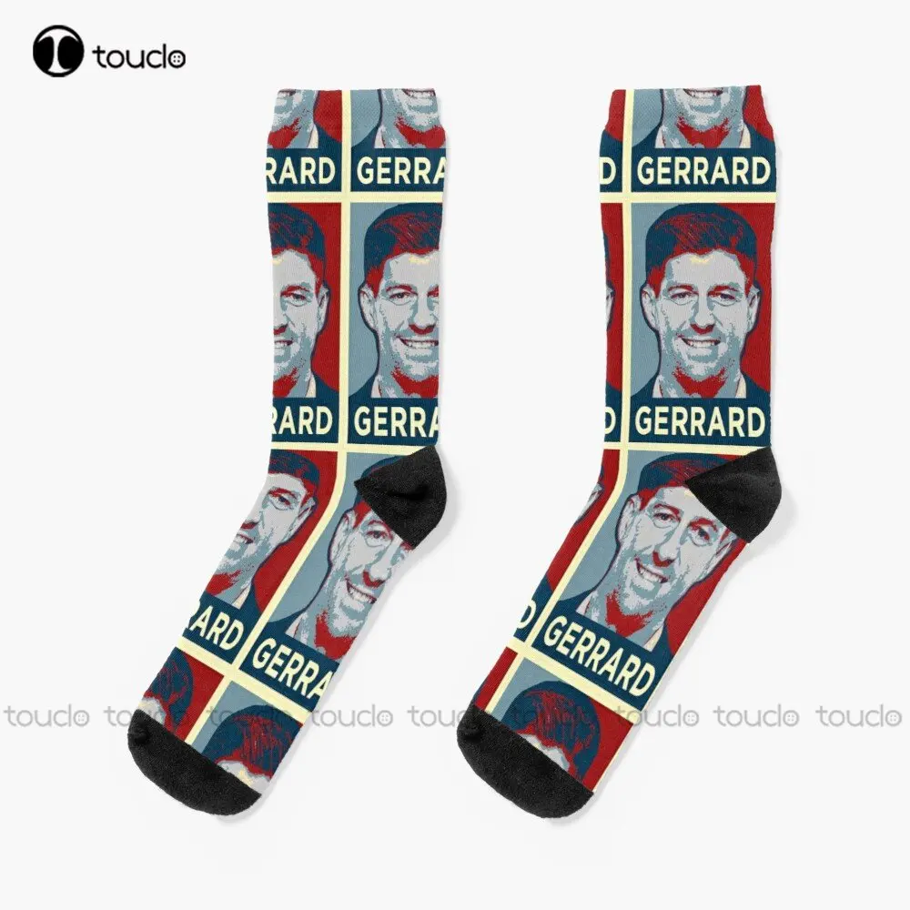 

Steven Gerrard Portrait Artwork Socks Pink Socks Personalized Custom Unisex Adult Teen Youth Socks Street Skateboard Socks