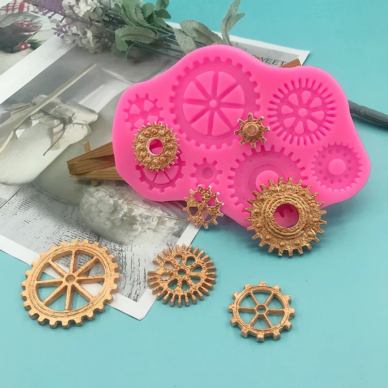 

Gear Steam Engine Runner Resin Silicone Mold Kitchen Baking Decoration Tool DIY Cake Chocolate Dessert Candy Fondant Moulds