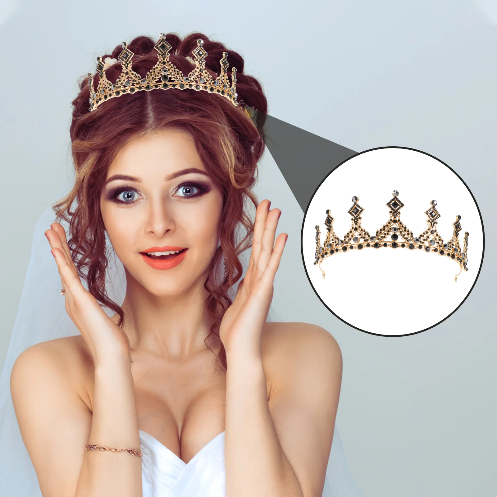 

Decorative Bride Headwear Nice Rhinestone Inlaid Crown Dinner Dress Wedding Tiara Decor