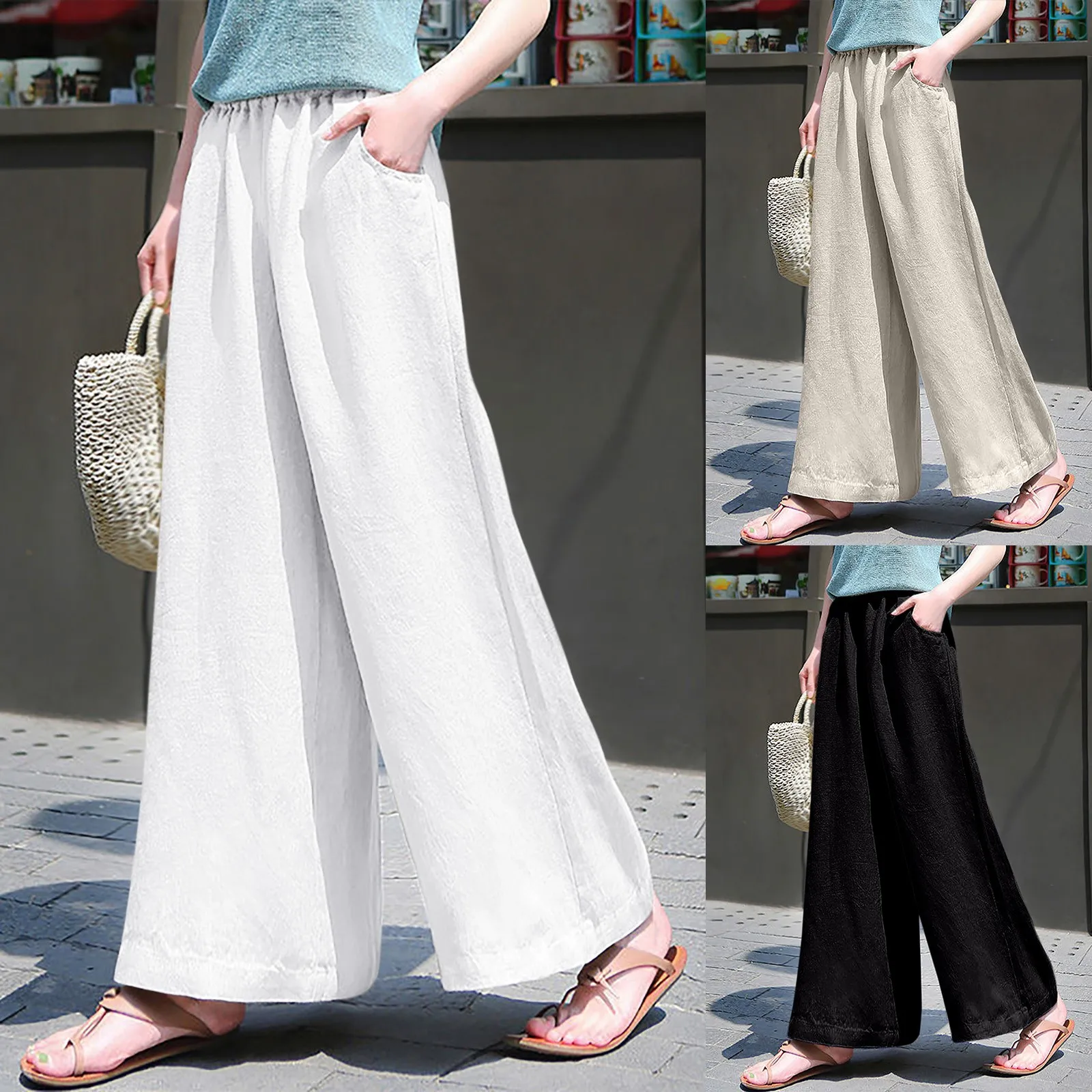 

Elastic Breathable Trousers Loose Cotton And Linen Pant Womens Pants With Pocket Pant Suits for Women Casual
