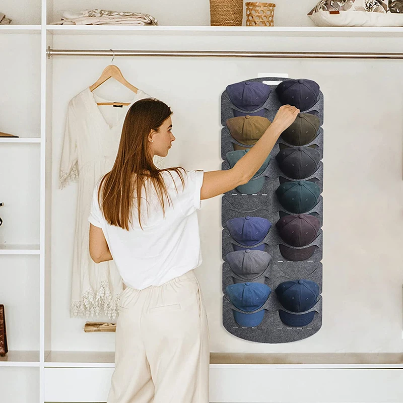 

Baseball Hat Rack Cap Display Holder Door Closet Clothes Scarf Towel Round Storage Shelf With Over Door Hooks Home Organizer