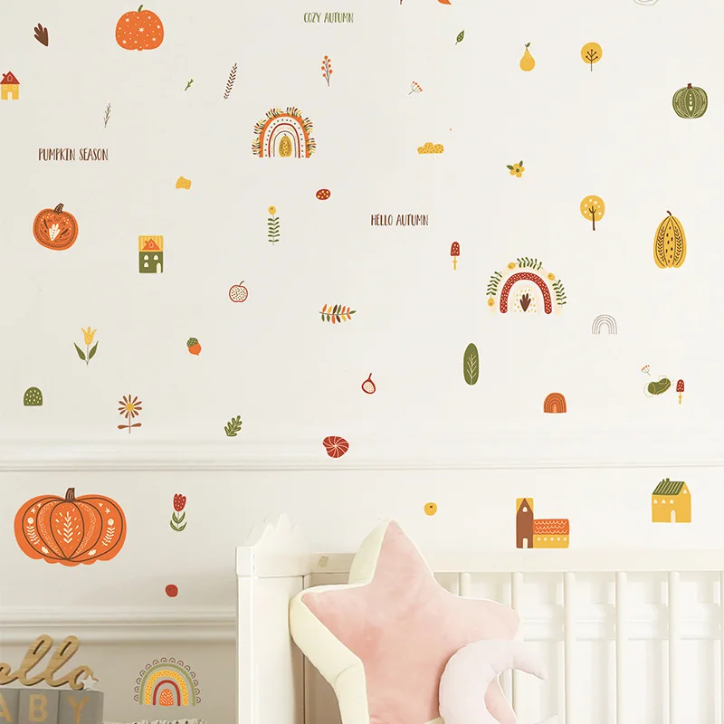 

Cartoon fruits and vegetables children's room kindergarten home wall background decoration self-adhesive DIY wall stickers