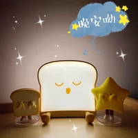 touch toast night lights silicone dimmable usb rechargeable lamps for children baby gifts cartoon cute desktop decoration