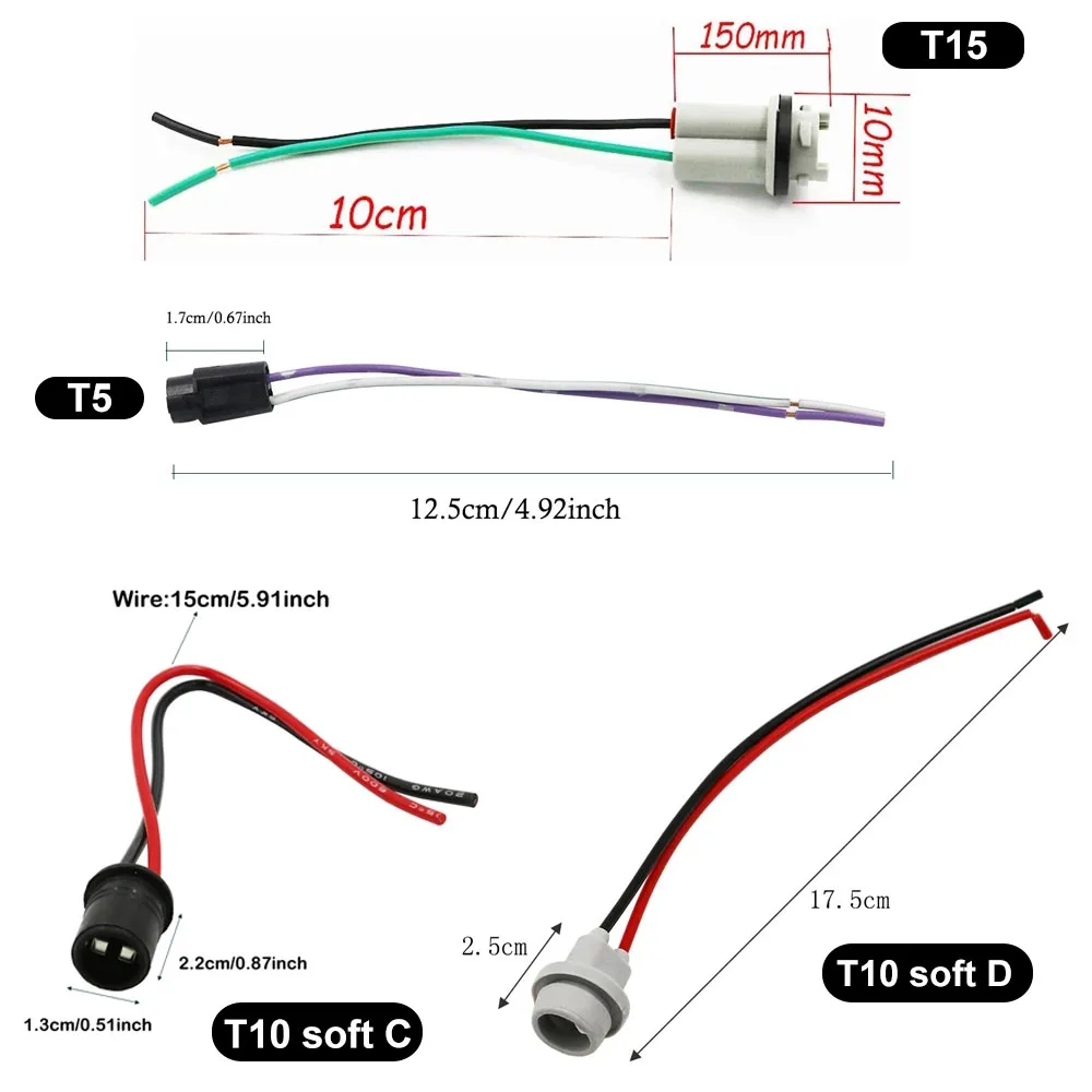 Мягкий держатель для лампы T10 W5W T5 T15 стандартный разъем Светодиодный Ной основа