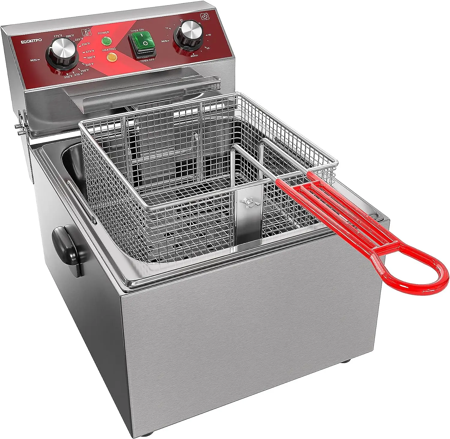 

Deep fryer Single Tank Deep Fryer with Basket Capacity 10L(10.5QT) Countertop Fryers with 60 Minute Timer for Home Kitchen and