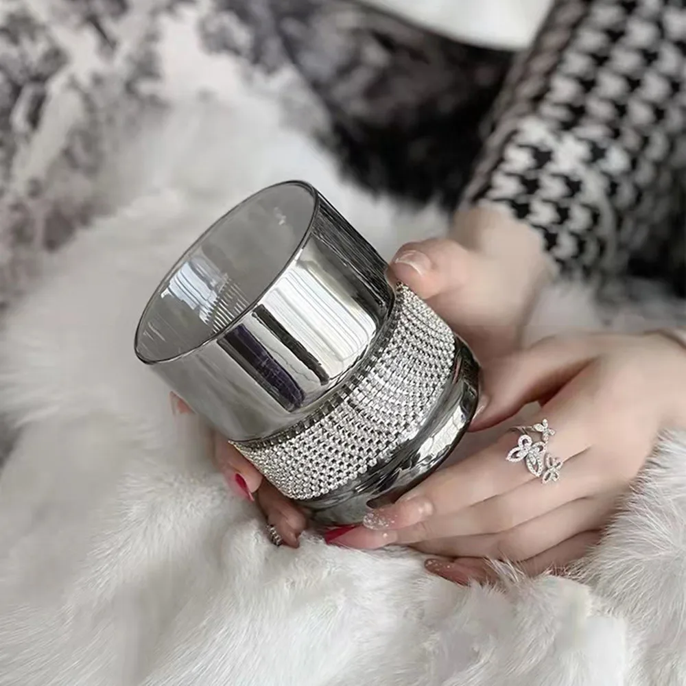 

Роскошная стеклянная чашка в нордическом стиле с искусственным бриллиантом, современные хрустальные стаканы для вина, виски, коктейля, бар...