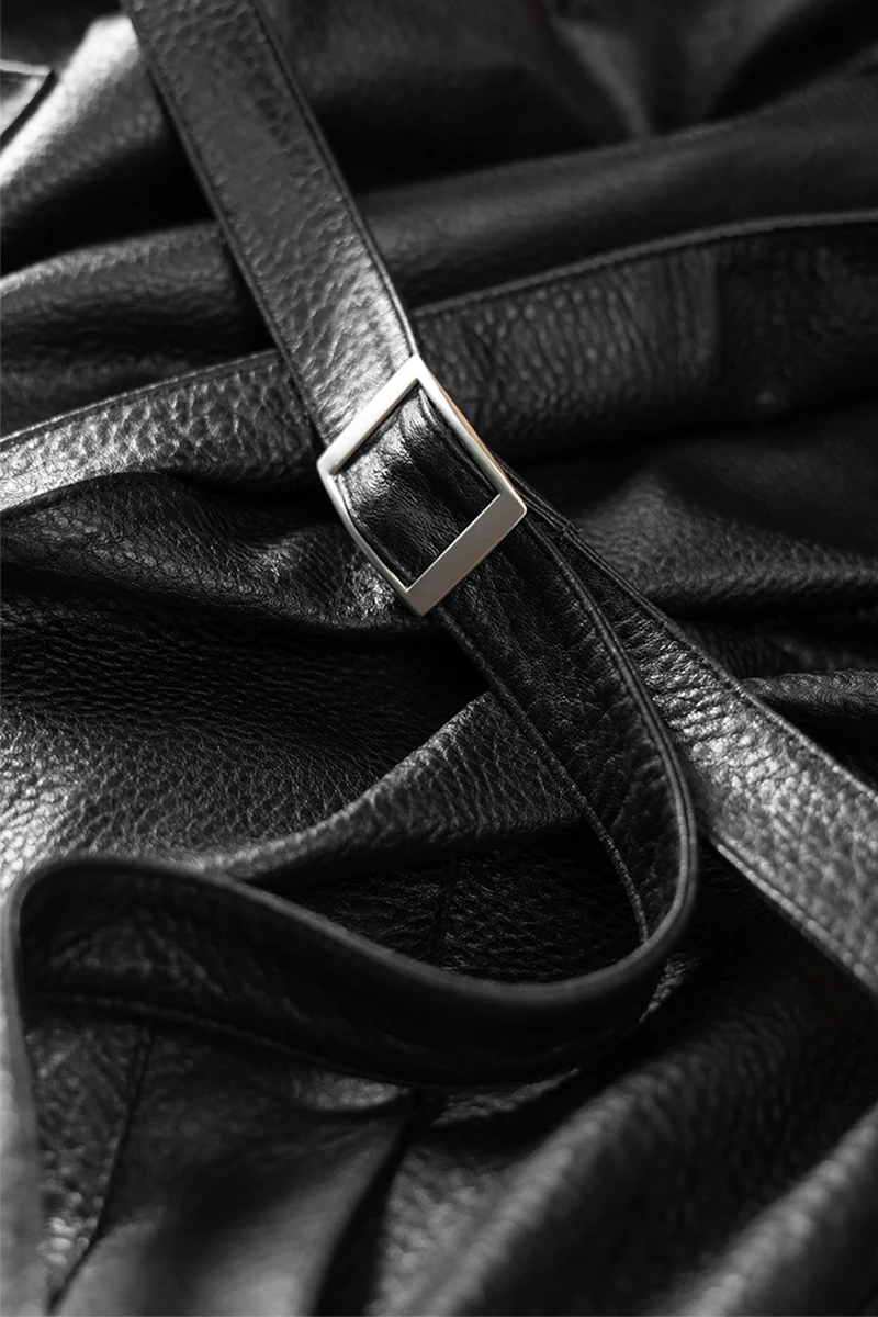 2023 Spring Sheepskin Abrigos Mujer Invierno Adjustable Waist  High Street Fashion Genuine Leather  Real Leather Jacket Women