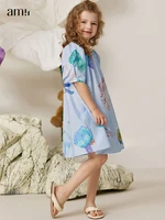 amii kids clothes floral dress for girls summer 2022 o neck puff sleeve dress casual a line dress children clothes robe 22270032