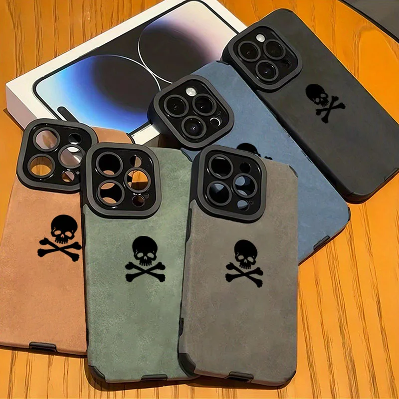 Модный матовый черный чехол для телефона с черепом для iPhone 17, 16, 15, 14, 13, 12, 11 Pro Max 17 Air X XR XS 7 8 Plus SE2, чехол из искусственной кожи (art.: 3920d2b8a72f5) - 3920d2b8a72f5