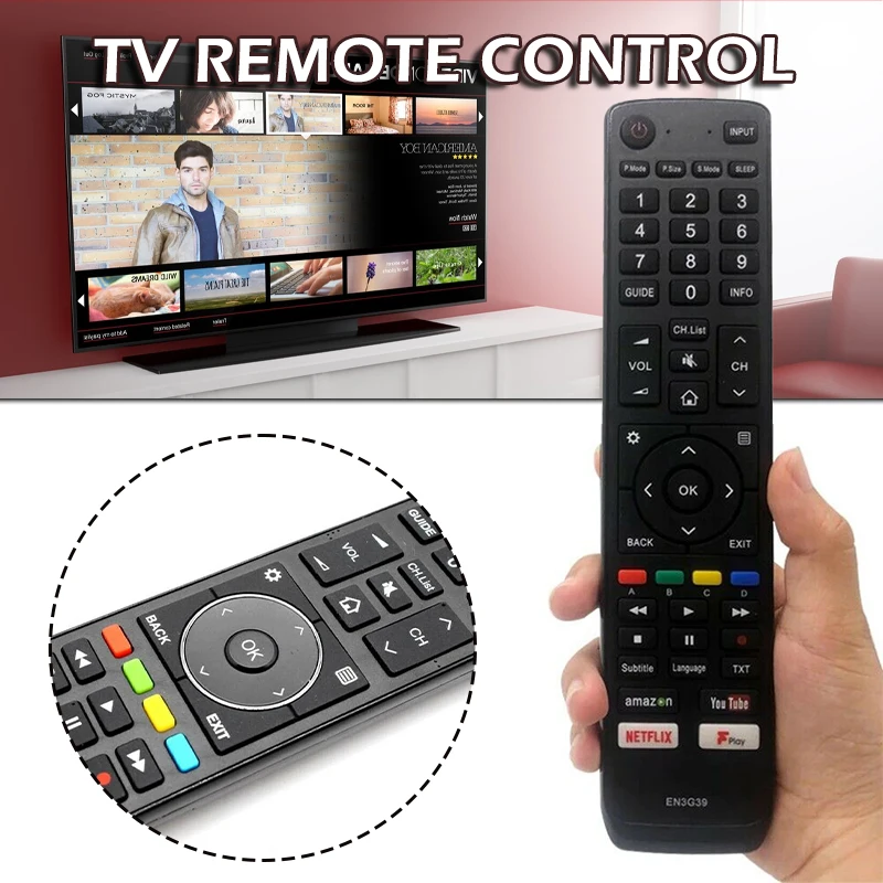 

Brand New 1pc Replacement Remote Control EN3G39 For HISENSE SMART 4K UHD LED TV Simply Put 2 AAA Batteries In Black Color