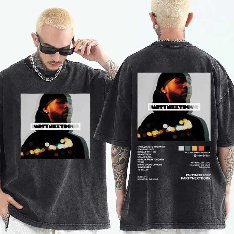 Винтажная промытая партийная Футболка с принтом двух альбомов модная футболка в