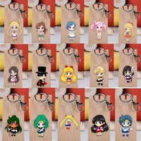 20pcs anime acrylic keychain tsukino usagi chibiusa hino rei kino makoto figure pendant key chains keyring fans collection gift