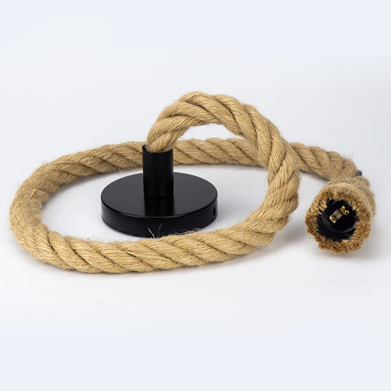 LED Vintage Hemp Rope Pendant Lamp Base AC85-265V E27 Socket Creative Country Style Loft Industrial Pendant Light Decorations