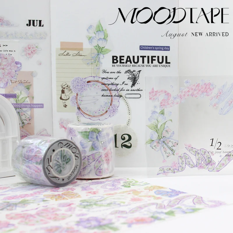 

Винтажная Маскировочная лента Moodtape, цветочный бант, ветрозащитная Васи/лента для домашних животных, наклейки, декоративное украшение