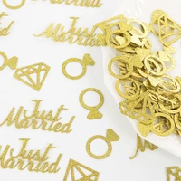 about 100pcs glitter gold i do just married diamond ring paper confetti for wedding table decor engagement hen party scatter