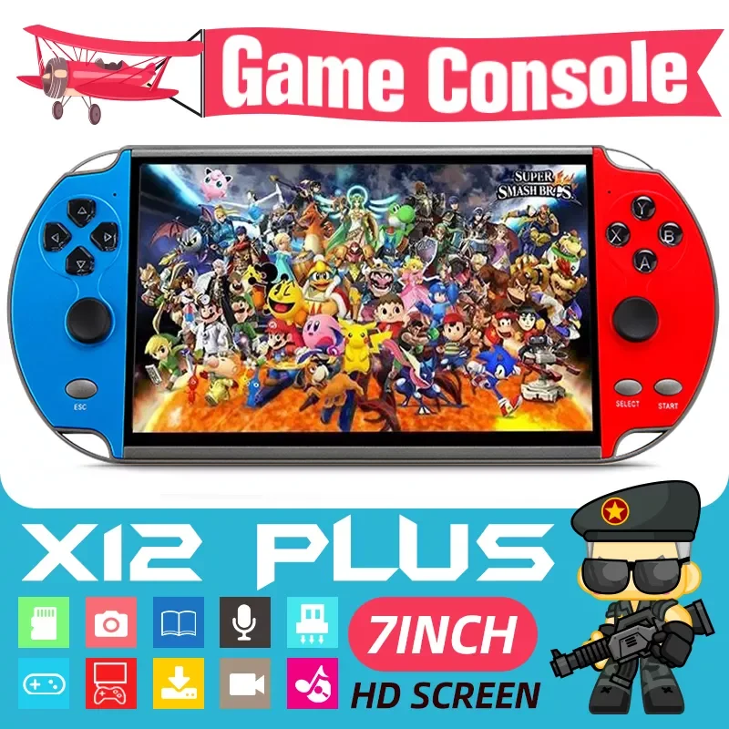 X12 Plus 7 inch Handheld Portable Game Console maximum support for 32GB TF card support TV Out video game machine boy player