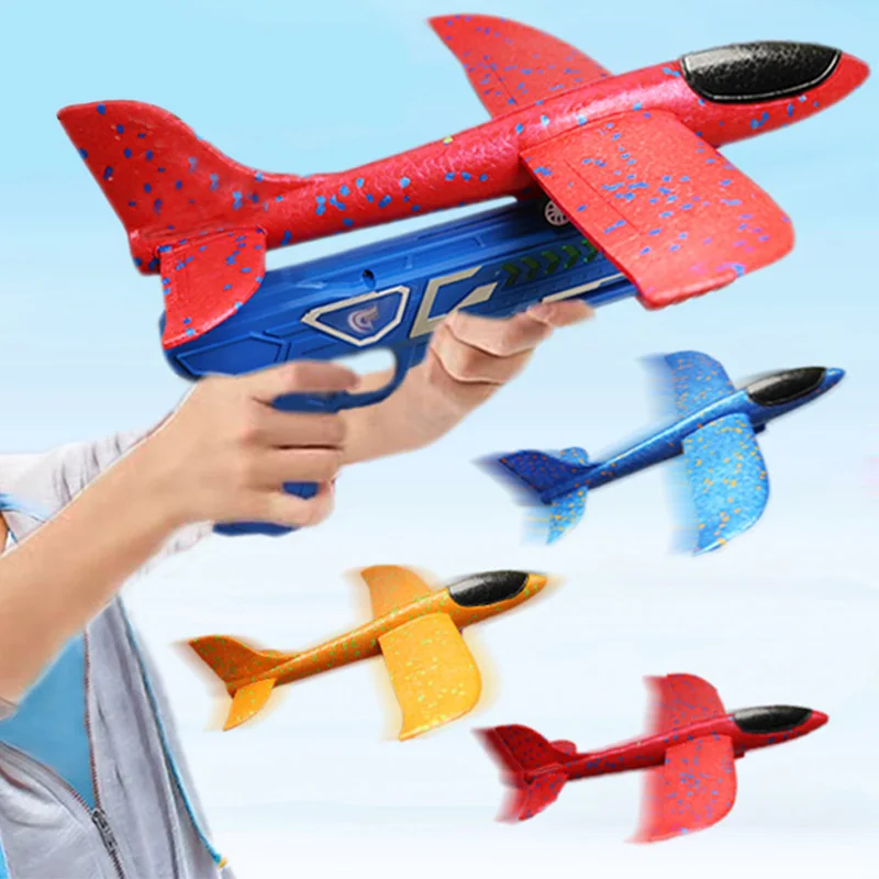 

Foam Plane Launcher Bubble Airplanes Glider Hand Throw Catapult Plane Toy For Kids Catapult Guns Aircraft Shooting Game Toy Sale