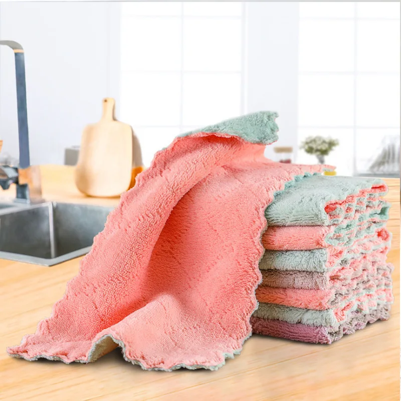 Microfiber Towel Non-stick Oil Dish Towel Absorbent Kitchen Cleaning Cloth Rags Napkins Tableware Household  Cleaning Towel New