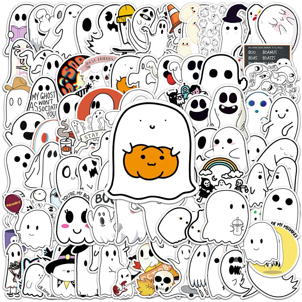 

10/30/50pcs Funny Ghost Cartoon Stickers Packs Decals Graffiti DIY Laptop Notebook Luggage Guitar PVC Kawaii Sticker for Kids