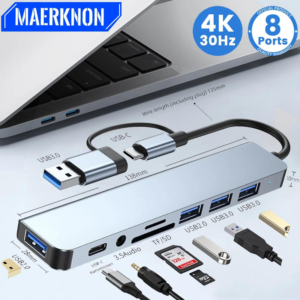 

USB C Docking Station USB C Hub Multiple Monitor Adapter with 4K HDMI Monitor Adapter PD SD TF Video Card For Macbook Lenovo etc