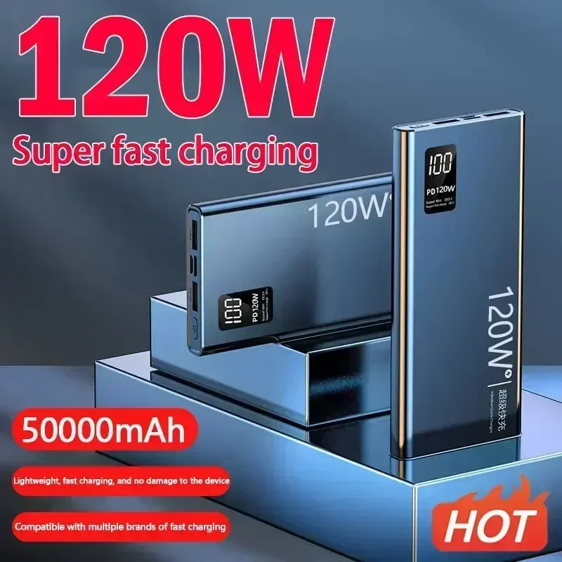 Новый Power Bank 50000 мАч 120 Вт двухпортовая сверхбыстрая зарядка портативное внешнее