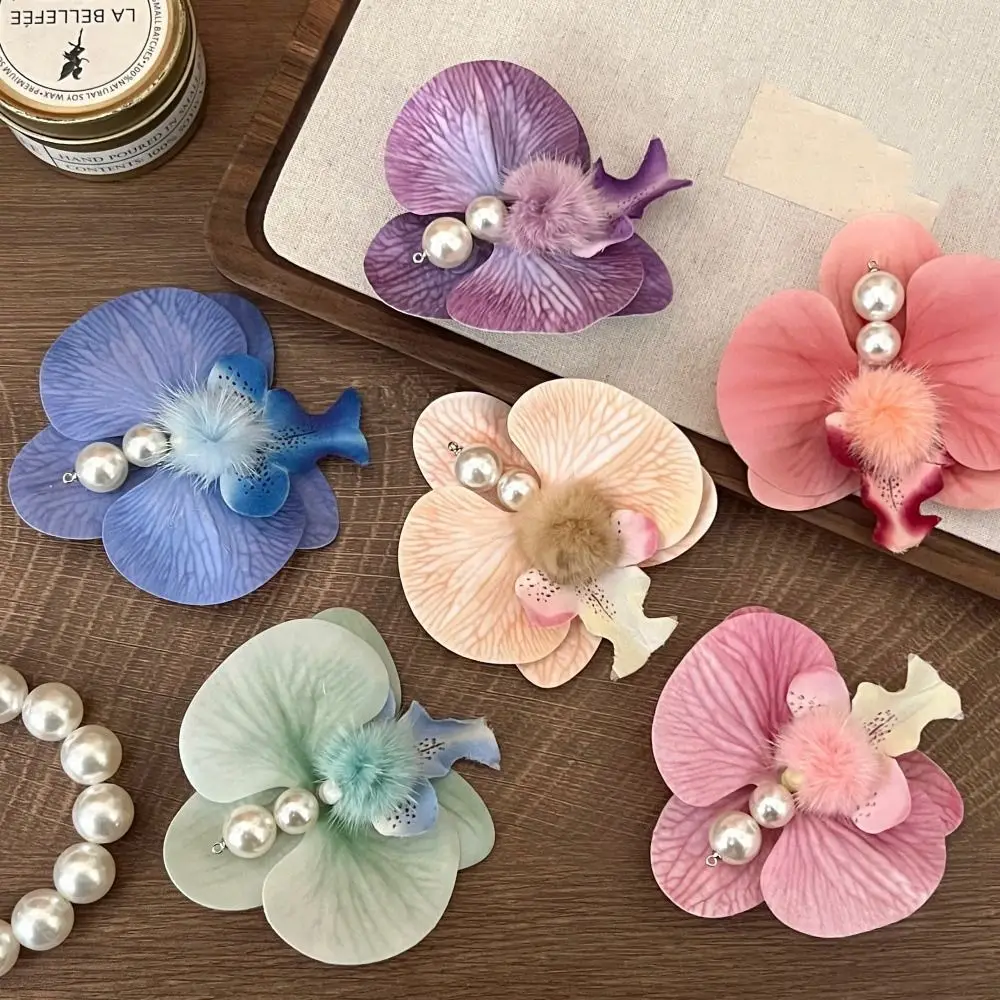 Заколка для волос с жемчугом и цветком орхидеи бабочка орхидея корейский стиль