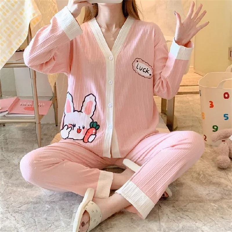 Pajamas Set Sexy Sleepwear For Women Full-Length Stripe Shirt Pyjama Women's Autumn 2022 Fashion Soft Princess Homewear