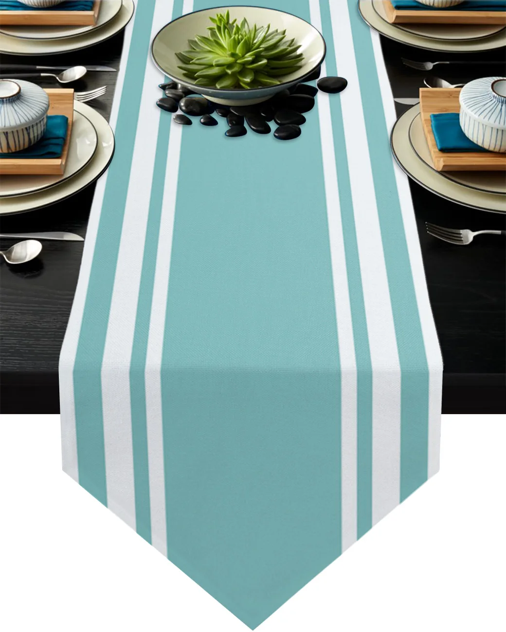 

Lines Solid Color Stripes Table Runners with Mats for Kitchen Coffee Dinning Table Decor Printed Table Runner and Placemat Sets