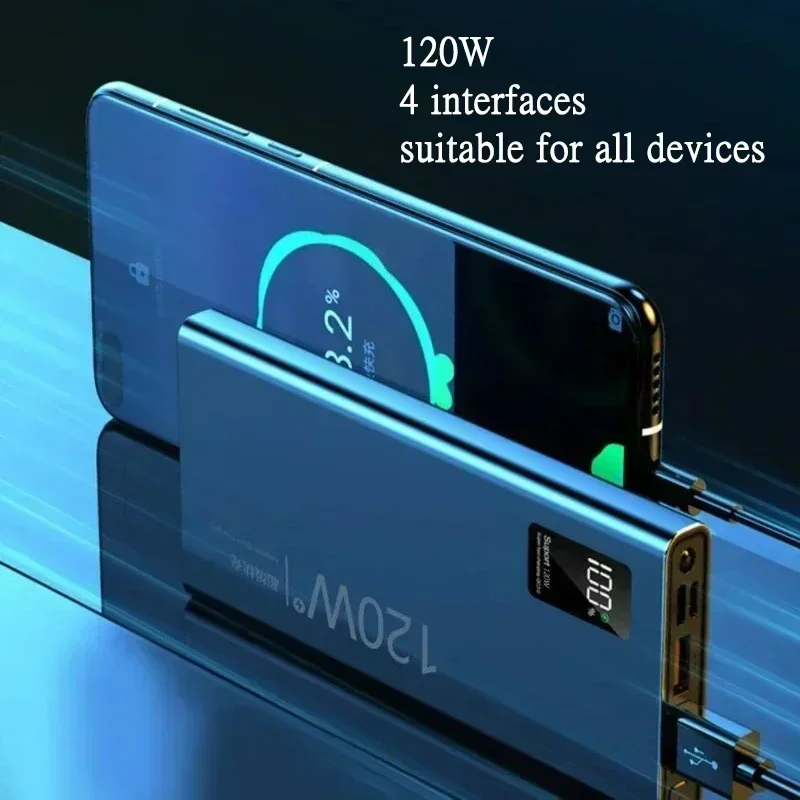 80000 мАч Power Bank 120 Вт Сверхбыстрая зарядка 100% достаточная емкость Портативное