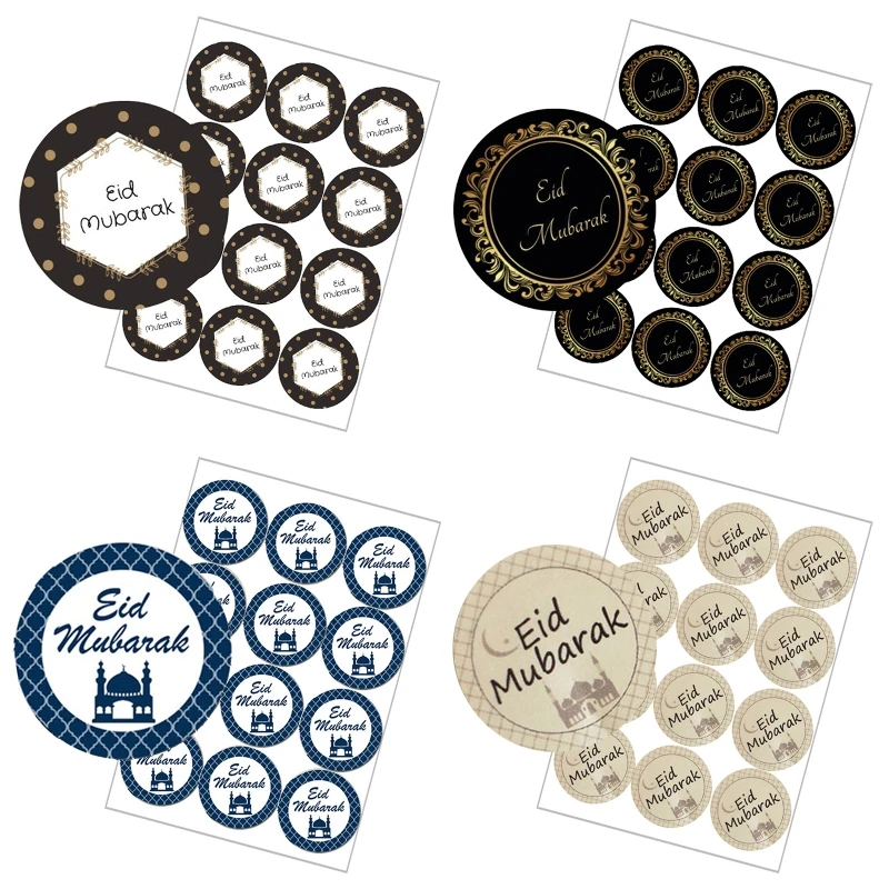 

120pcs Eid Mubarak Stickers Ramadan Kareem Decoration Greeting Card Decorative Seal Labels Muslim Islamic Festival B03E