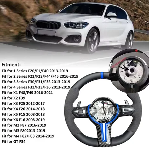 Рулевое колесо подходит для Bmw F30 F10 F31 F20 E90 из кожаного материала и спортивных рулевых автомобильных аксессуаров //M Logo