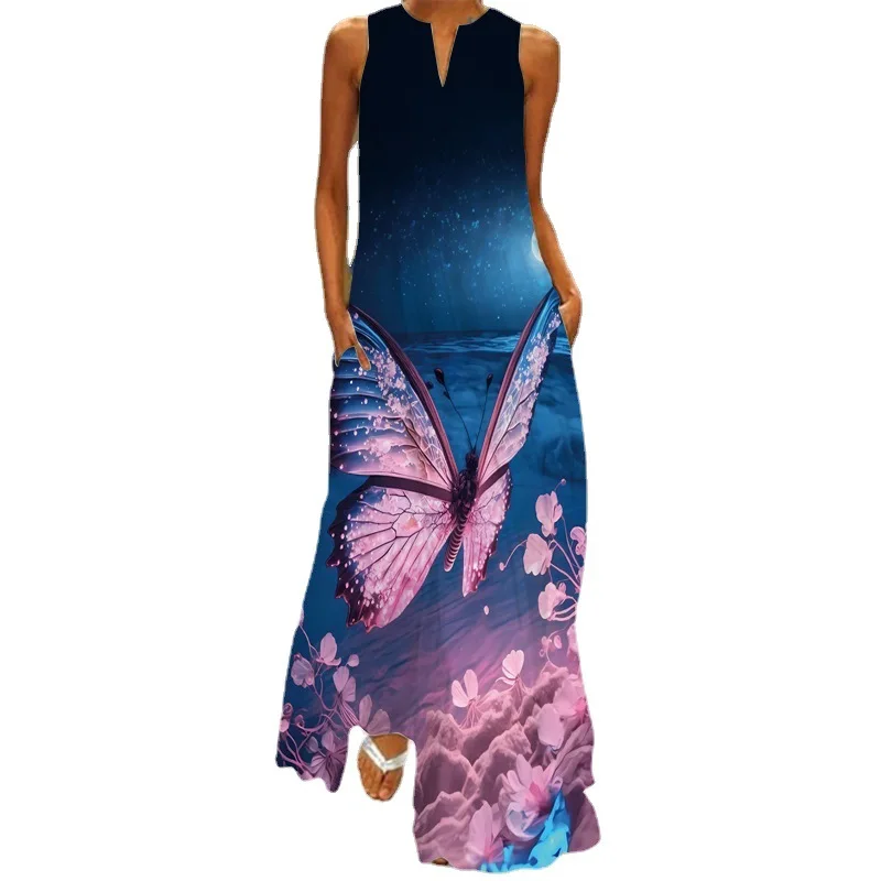 Женское элегантное платье 2024 летнее сексуальное с принтом Vetement Femme Vestido Playa Mujer Largo